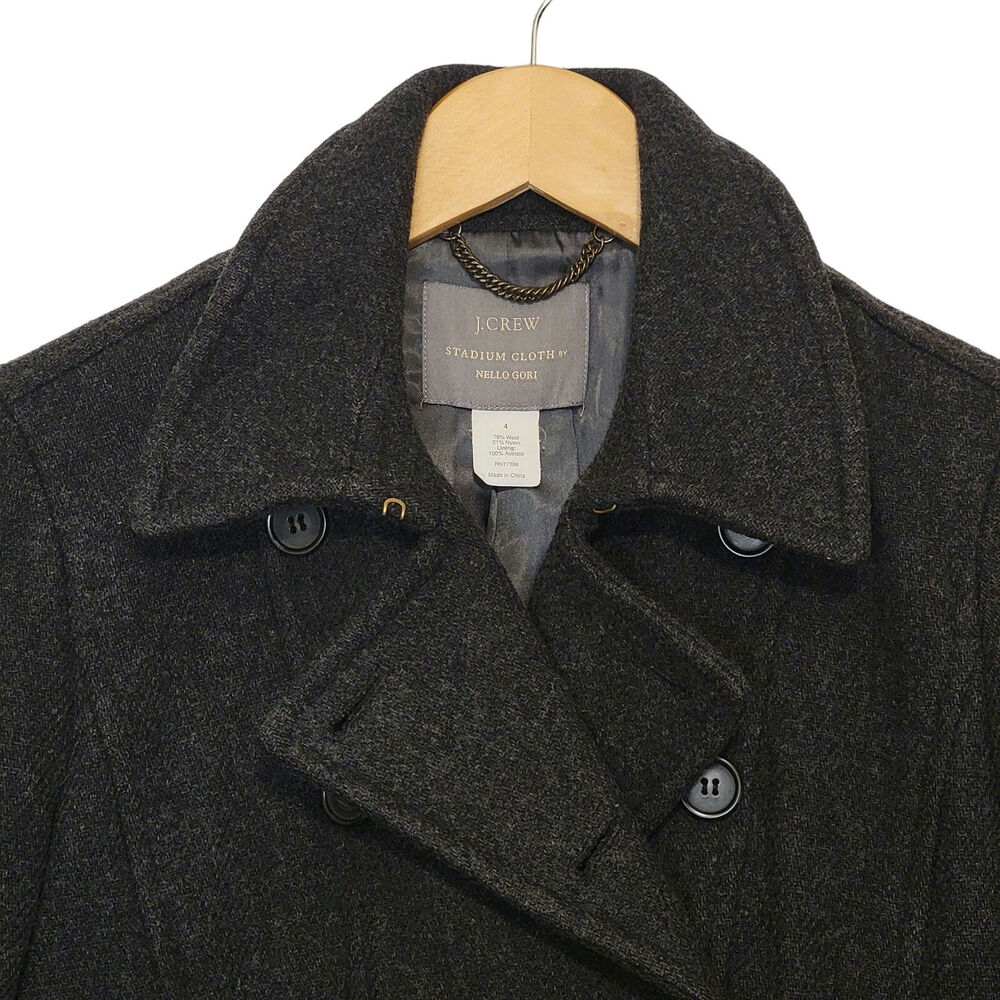 J Crew Stadium Cloth by Nello Gori Peacoat Double Breasted Wool Gray Size 4 - Picture 4 of 16